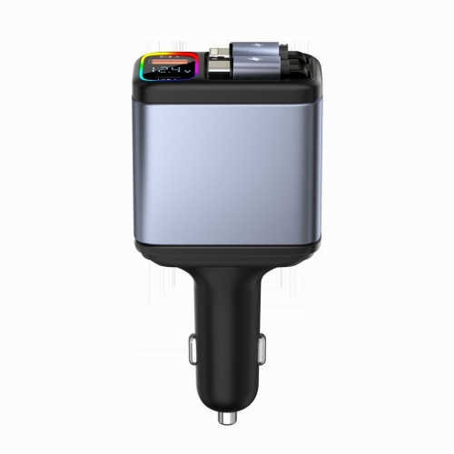 Car charger with dual retractable cable