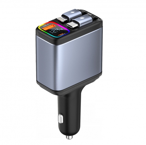117W Car charger with retractable cables